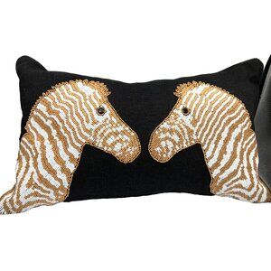Jonathan Adler Beaded Animalia Zebra Pillow 20"x12" Ret $350